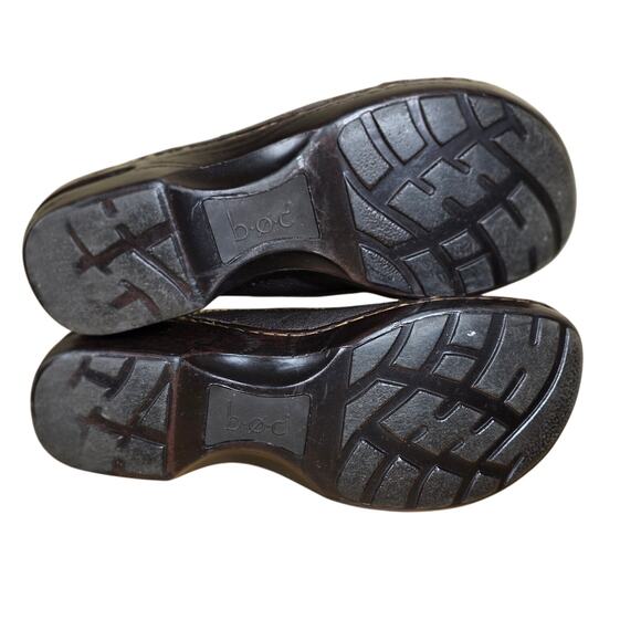 Born BOC Sz 7 Brown Suede  and Leather Faux Fur Slip on Clog Comfort Mule - Picture 6 of 7